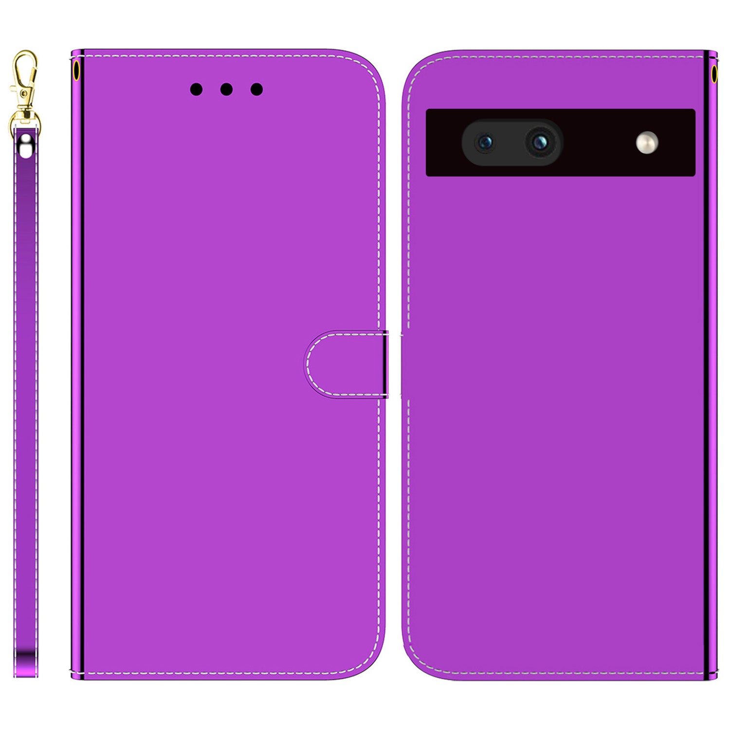 For Google Pixel 7a Mirror-like Surface PU Leather Wallet Phone Case Magnetic Clasp Stand Flip Phone Cover with Strap For Google Pixel 7a Mirror-like Surface PU Leather Wallet Phone Case Magnetic Clasp Stand Flip Phone Cover with Strap